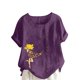 thumbnail image 2 of Fiudx Ofertas Relámpago Top de Manga Corta con Cuello Redondo y Botones Regulares con Estampado Sexy de Verano para Mujer, 2 of 5