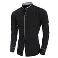thumbnail image 1 of Camisa de blusa superior de manga larga ajustada informal con personalidad a la moda para hombre Pompotops  oipoqjl27314, 1 of 2