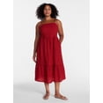 thumbnail image 2 of Time and Tru Women's Sleeveless Eyelet Cotton Midi Dress, Rustic Red, Sizes XS-XXXL, 2 of 5