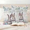 thumbnail image 3 of Bunny Easter Outdoor Waterproof Pillow Covers, Eucalyptus Leaves Spring Floral Eggs Wooden Decorative Square Throw Pillowcase Sofa Cushion Sham for Patio/Couch/Chair, 18"x18" 2 Pack, 3 of 8