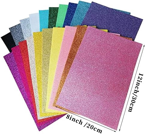 Glitter Felt, Glitter Sheets, 8 x12 inches Felt Glitter for Craft, 20pcs Pack Glitter Felt Fabric Square for for Party Project$$Art & Craft