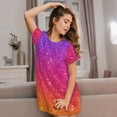thumbnail image 3 of Picia Holiday Shiny Pattern Women’s Nightdress – Casual Short-sleeved Loose-Fit Sleepwear, Soft Cotton Short-Sleeve Sleep Shirt for Relaxation & Comfort, 3 of 6