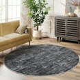 thumbnail image 4 of Garvee 3x3ft Round Modern Abstract Area Rug Solid Rug with Non Slip Rubber Backing, Washable Rug Low Pile Ultra Soft Indoor Carpet for Living Rooms Bedroom Dining Room, Dark Gray, 4 of 8
