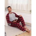 thumbnail image 5 of GIRUNS Men's Pajamas Set Long Sleeve Sleepwear Soft Loungewear Pants Pjs Sets with Pockets Red Plaid L, 5 of 7