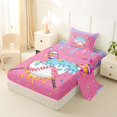 thumbnail image 2 of Castle Fairy Sport Baseball Candy Print Twin Sheets 3pcs, Ice Cream Drip Bedding, Pink Blue Yellow,1 Fitted Sheet, 1 Flat Sheet and 1 Pillowcase, 2 of 6