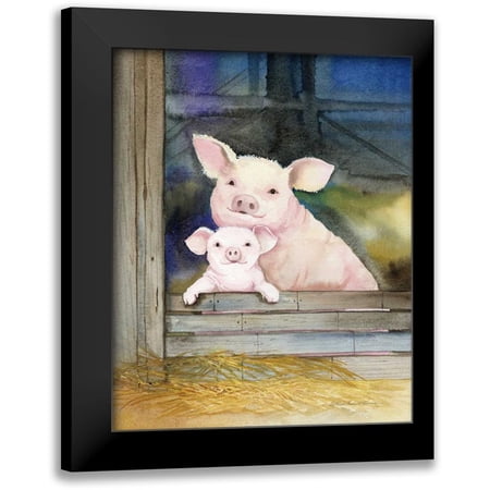 McKenna, Kathleen Parr 12x14 Black Modern Framed Museum Art Print Titled - Farm Family Pigs