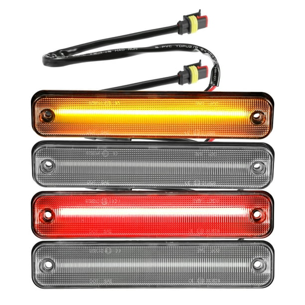 Luz de marcador lateral LED 25952319 15114677 Luces de señal de giro traseras delanteras Lámparas de marcador lateral de guardabarros para Hummer H2 2003-2009 Lente transparente Luz roja ámbar 2 pares