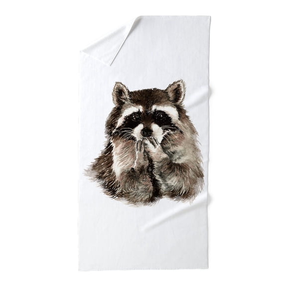 CafePress - Cute Humorous Watercolor Raccoon Blowing A Kiss Be - Large Beach Towel, Soft 30"x60" Towel with Unique Design