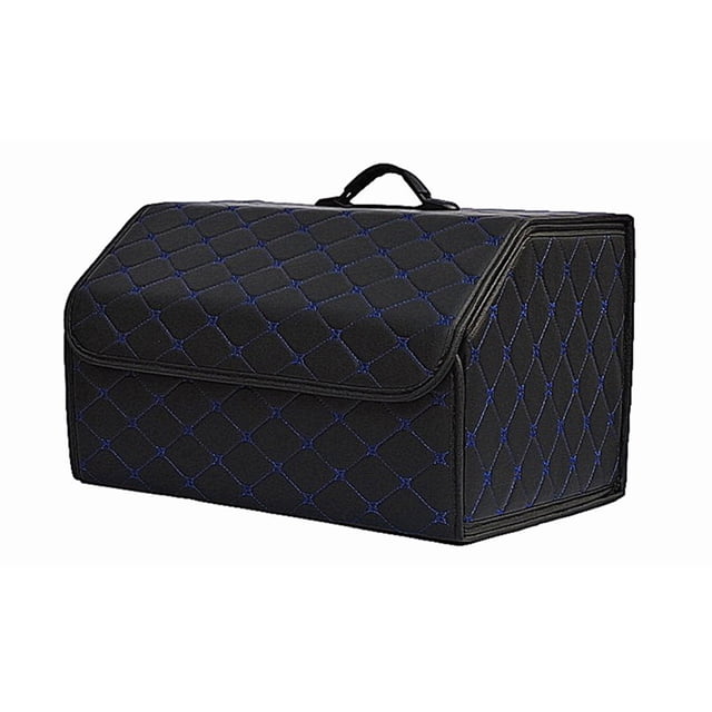 Wisewang Convenient Storage Box For Car Trunk Durable Organizer For Cars And SUVs Trunk Storage Organizer Black blue lines M