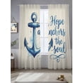 thumbnail image 2 of Blue Anchor Sheer Curtains 108 Inch Long 2 Panels, Watercolor Hope Anchors The Soul Linen Texture Light Filtering Rod Pocket Curtains, Sheer Voile Drapes for Living Room Bedroom, 52"x108", 2 of 8