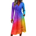 thumbnail image 4 of BOMYJESK Summer Dress Hugging Slim Beach Sexy V Neck Midi Dresses Floral Trendy Fall Office Dress Sky Blue L, 4 of 5