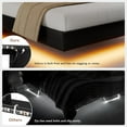 thumbnail image 3 of Honfach Floating Full Size Bed Frame with LED Lights & Charging Station, Platform Bed with Wooden Storage Headboard, Black., 3 of 9
