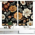 thumbnail image 1 of Boho Floral Kitchen Curtains Boho Short Curtains for Windows Small Cafe Window Curtains Black Country Rod Pocket Curtains For Bathroom Windows 2 Panels Drapes Treatment Tier Curtains (26x36 Inch), 1 of 1