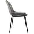 thumbnail image 3 of Elama 2 Piece Vintage Faux Leather Tufted Chair in Gray with Black Metal Legs, 3 of 7