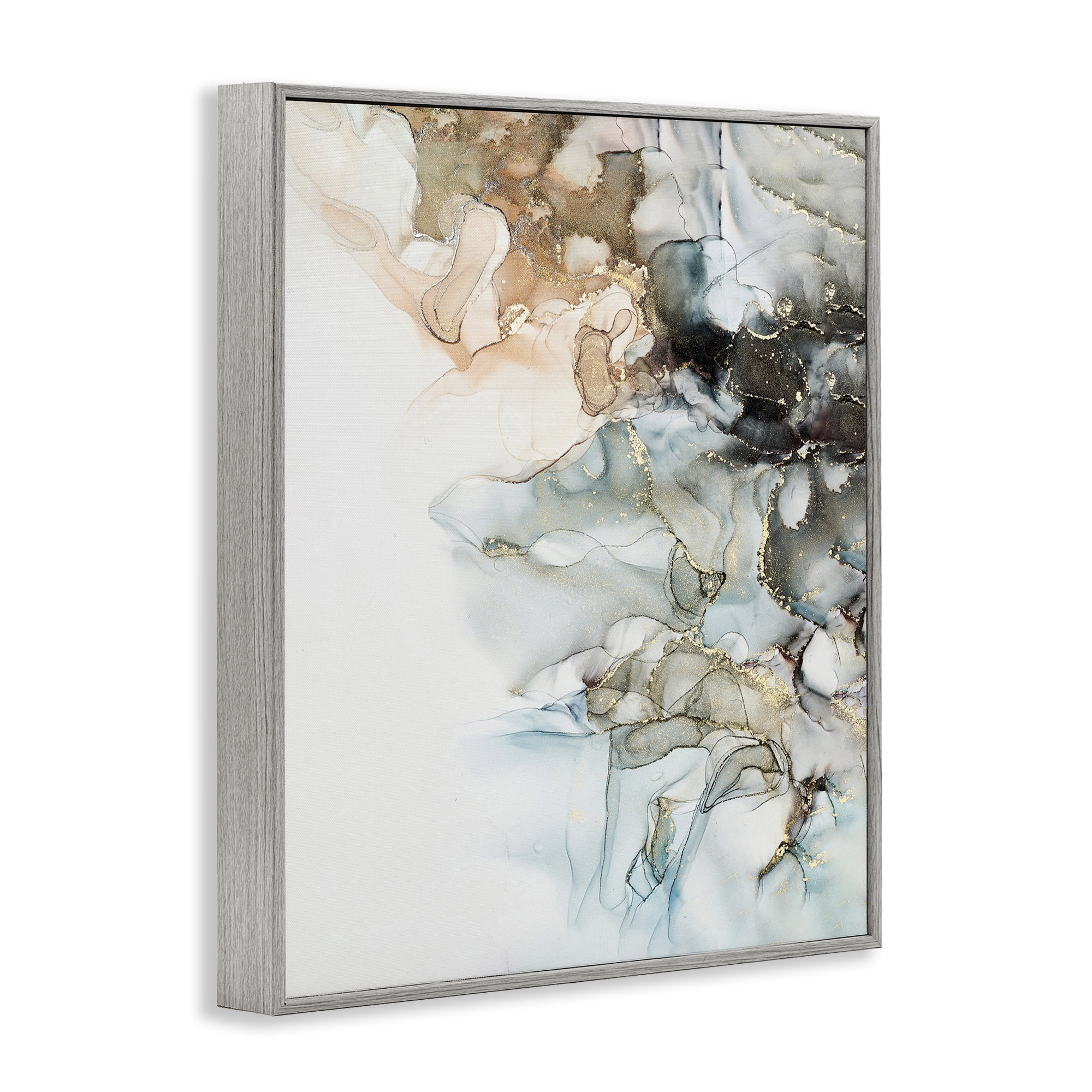 Stupell Industries Glam & Neutral Abstraction Abstract Painting Gray Framed Art Print Wall Art, 11 x 14