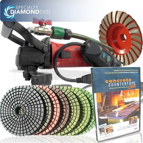 Secco CCGRINDPOLSET Kit de Polissage et de Meulage Humide pour Béton de 5 Pouces à Vitesse Variable, Comprend un DVD Fu-Tung DIY