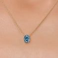 thumbnail image 3 of Gem Stone King 14K Yellow Gold Persian Blue Moissanite Pendant Necklace for Women | 1.38 Cttw | Gemstone Birthstone | Oval 8X6MM | With 18 inch Chain, 3 of 6