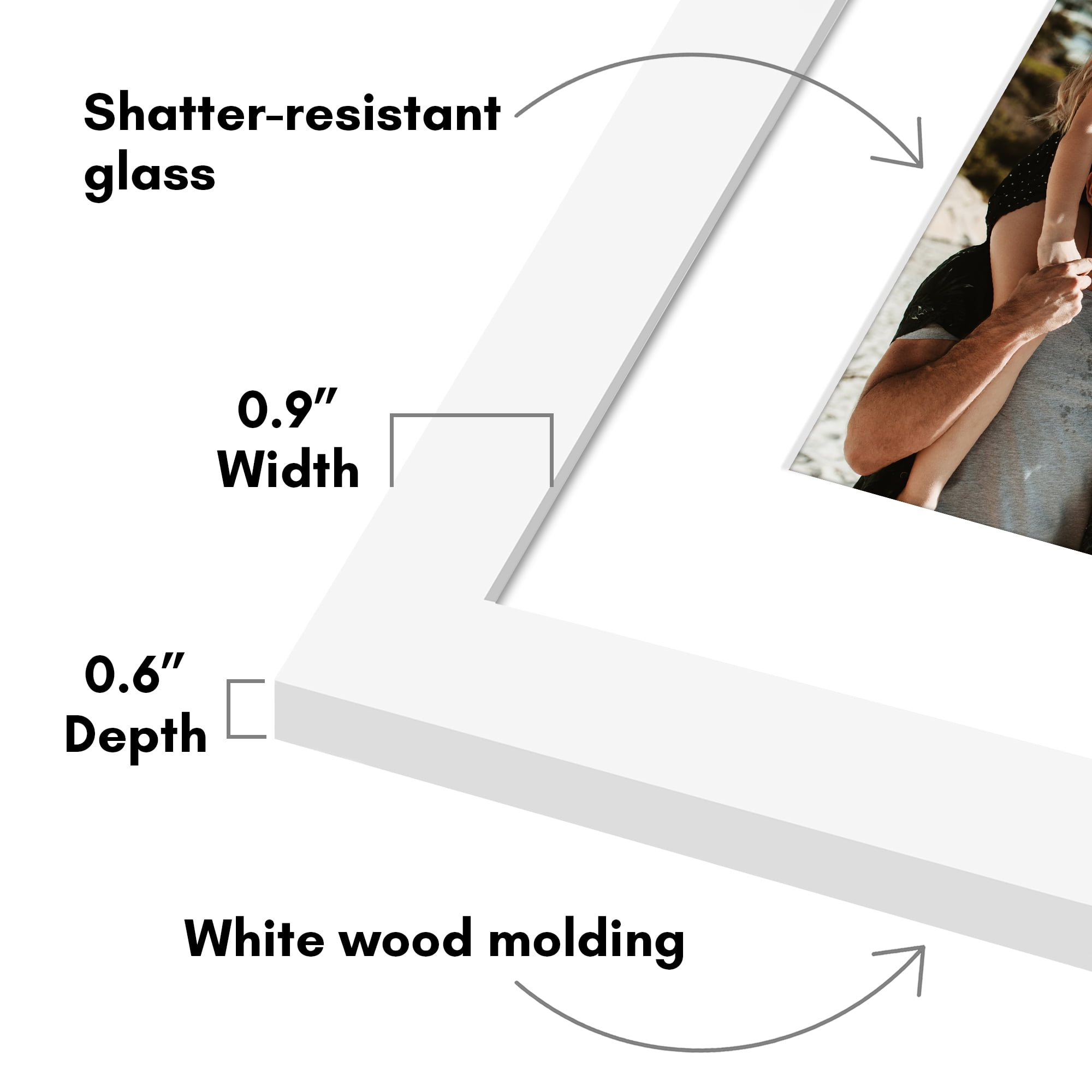 Americanflat 5x7 Picture Frame with Polished Plexiglass Collage Fits 3 Use as One 10x20 Signature - White