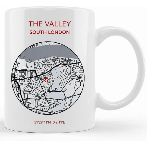 Charlton Athletic Mug The Valley Map, Ceramic Novelty Coffee Mug, Tea Cup, Gift Present For Birthday, Christmas Thanksgiving Festival, 11oz Sarcasm With Sayings Mug