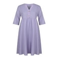 thumbnail image 3 of CHUANK Robe Maxi Ample à Manches Longues en Coton et Lin pour Femmes, Grande Taille, Unie, Boutonnée, 3 of 7