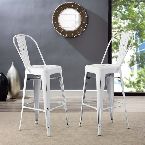 Modway Promenade 30" Metal Bar Stool in White