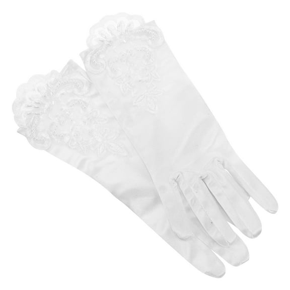 WHAMVOX 1 Pair Kids Dress Up Gloves Lace Gloves Performance Gloves Flower Girl Gloves for Wedding