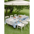 thumbnail image 3 of Outdoor Tablecloth with Umbrella Hole & Zipper, Blue Anchor Coastal Rectangle Tablecloth 60x102 Inch, Nautical Beach Coral Starfish Shell Patio Table Cover Waterproof Table Cloth for Picnic/Party, 3 of 7
