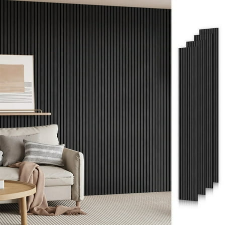 Easy4Home 4Pcs 106"x12.6" Soundproof Wood Slat Panels Acoustic Wall and Ceiling Panels, Dark Gray