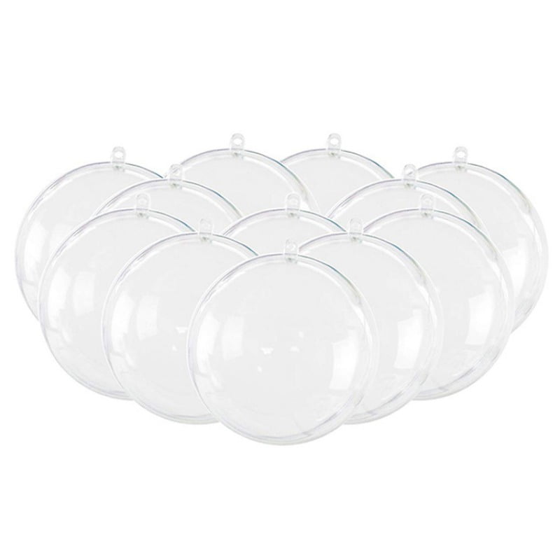10Pcs Clear Plastic Christmas Balls Baubles Sphere Fillable Xmas Tree