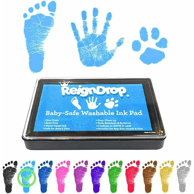 ORUYROP Ink Pad For Baby Footprint & Handprint-Creates Impressive Long Lasting Keepsake Stamp for Infant & Kids. Smudge Proof, Easy to Wipe Off Skin, Safe & Gentle Acid Free(Sky Blue)