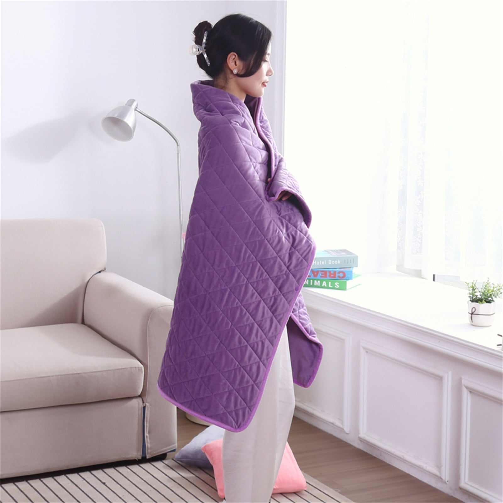 YiJuHui 1pcs Portable Heated Shawl, Cordless Heated Blanket Heated Shawl Wraps for Women Wearable Heated Blanket Battery Heated USB Charging 100x140cm(with zipper)