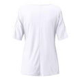 thumbnail image 3 of WAIIMAK Womens Tops Solid Color Round Neck T-Shirt Spring/Summer Shirt Strapless Tees, 3 of 5