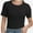 Black, variant on Womens Scoop Neck T Shirts Basic Ribbed Tees Fitted Tshirt Plain Short Sleeve Tops Casual