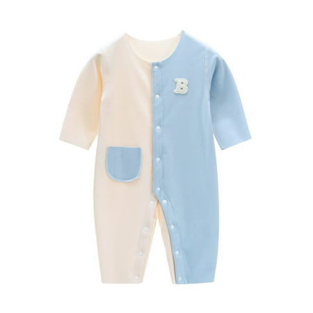 

Toddler Kids Baby Warm Romper Babys Girls Boys Patchwork Spring Winter Pocket Letter Long Sleeve Romper Jumpsuit Clothes