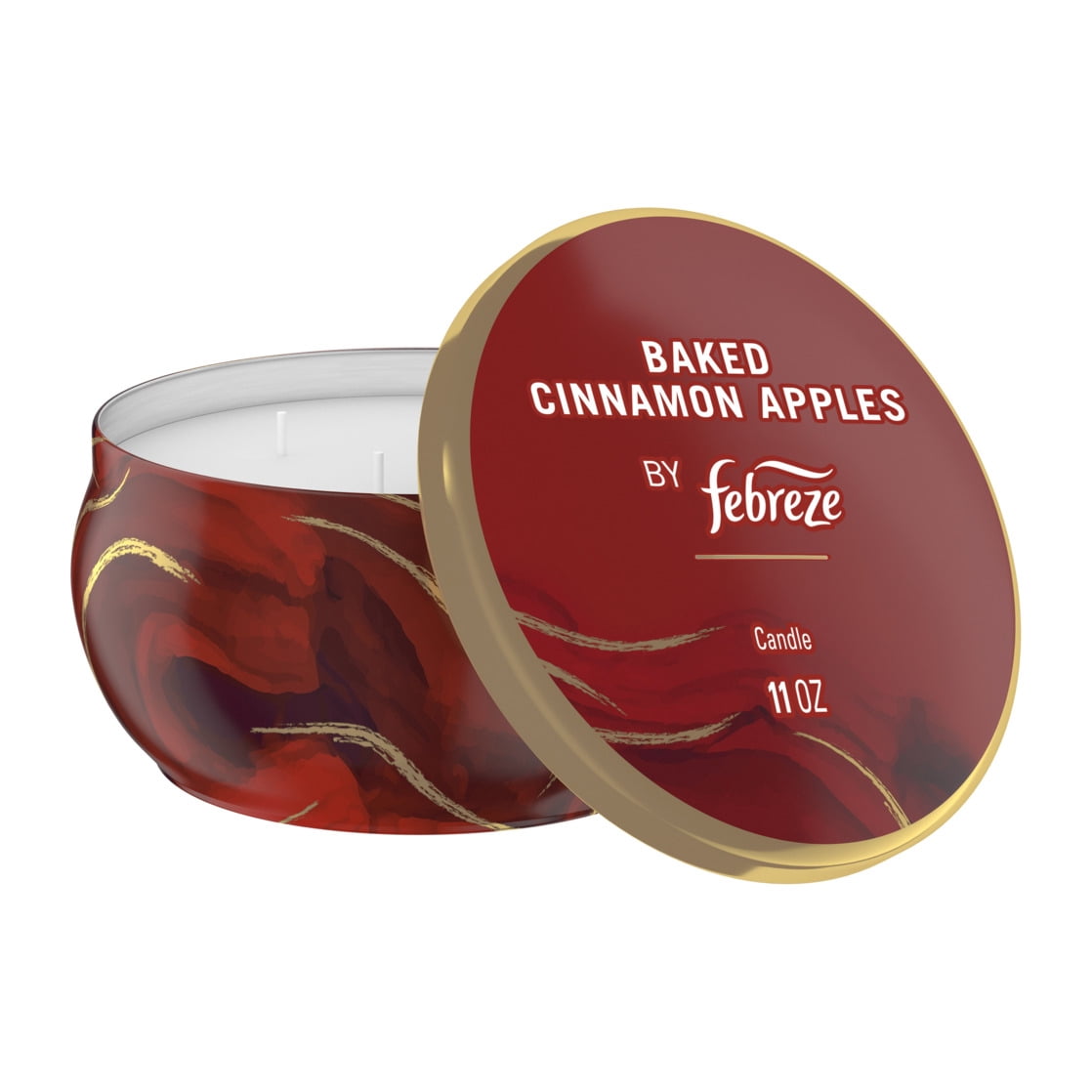 Febreze Baked Cinnamon Apples Scented Candle, 11 oz, 4 Wick, Single Pack