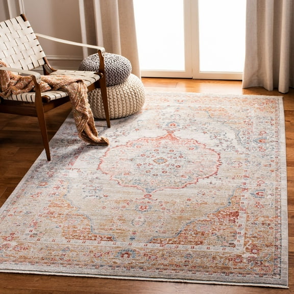 SAFAVIEH Kenitra Georgiana Distressed Polyester Area Rug, Grey/Light Blue, 5' x 8'
