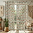 thumbnail image 2 of Vargottam Botanical Vine Print Extra Long Sheer Curtains for Double Height Windows & Doors - Set of 2 Panels, 108", Grommet Top, Light Filtering Printed Georgette Drapes, 2 of 9