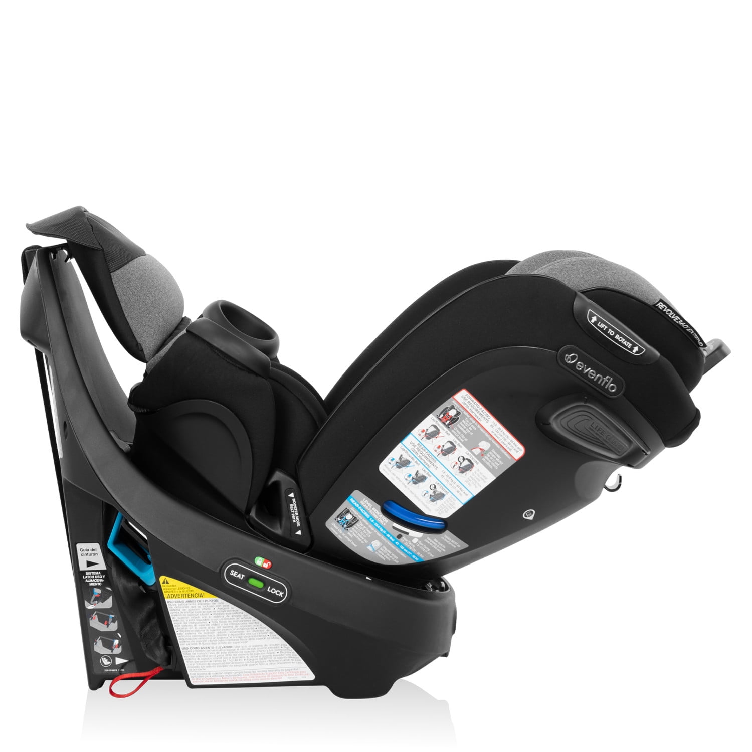 Evenflo Gold Revolve360 Extend All-in-One Rotational Car Seat with SensorSafe, Moonstone, Gray