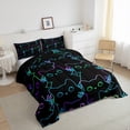thumbnail image 6 of Erosebridal Cat Bedding Neon Black Cute Cat Twin Bed Comforter Set Bedroom Decor, Gradient Line Kawaii Kitten Comforter Brigt Color Cartoon Animal Duvet Insert All Season 2Pcs, 6 of 6