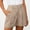 Khaki, variant on Zynoxe Linen Shorts for Women Casual Button and Zipper Women's Shorts Comfy Pleated Solid Color Shorts with Pockets S