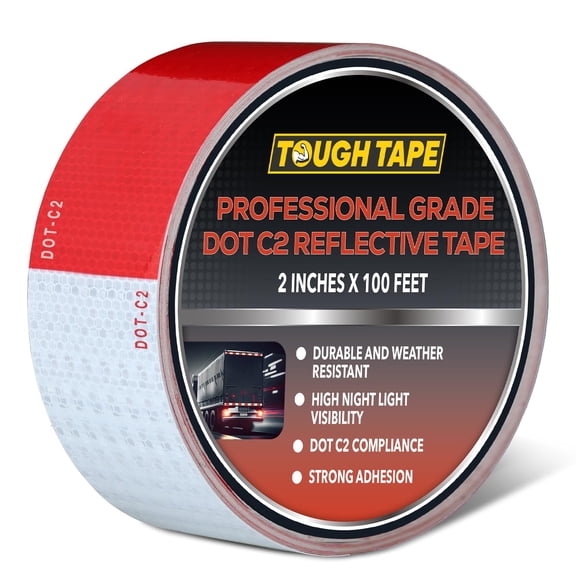 DOT C2 Safety Reflective Tape 2IN x 100 FT - Outdoor Waterproof Conspicuity Tape - Arrow Reflector Tape for Trailers, Vehicles, Boats - Strong Reflective Safety for Caution Warning Signs