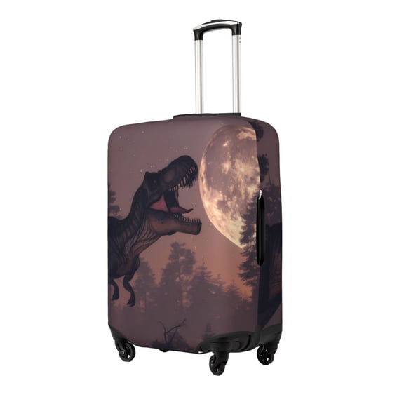 Gukieu Dinosaur Moonlit Forest Print Suitcase Protective Cover, Elastic Zipper Buckle Suitcase Protective Cover, Suitable for Travel, Business Trip-Small