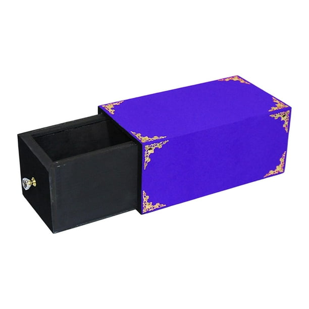 Caja de madera con cajón para trucos de magia, caja de regalo con apariencia vacía, contenedor extraíble. Azul 28x15x125cm