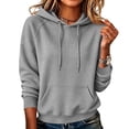 thumbnail image 2 of Inverlee Waffle Knit Hooded Sweatshirts for Women Drawstring Long Sleeve Pullovers Raglan Loose Fit Tops Everyday Relaxed Outfits Gray (S-XXL), 2 of 6