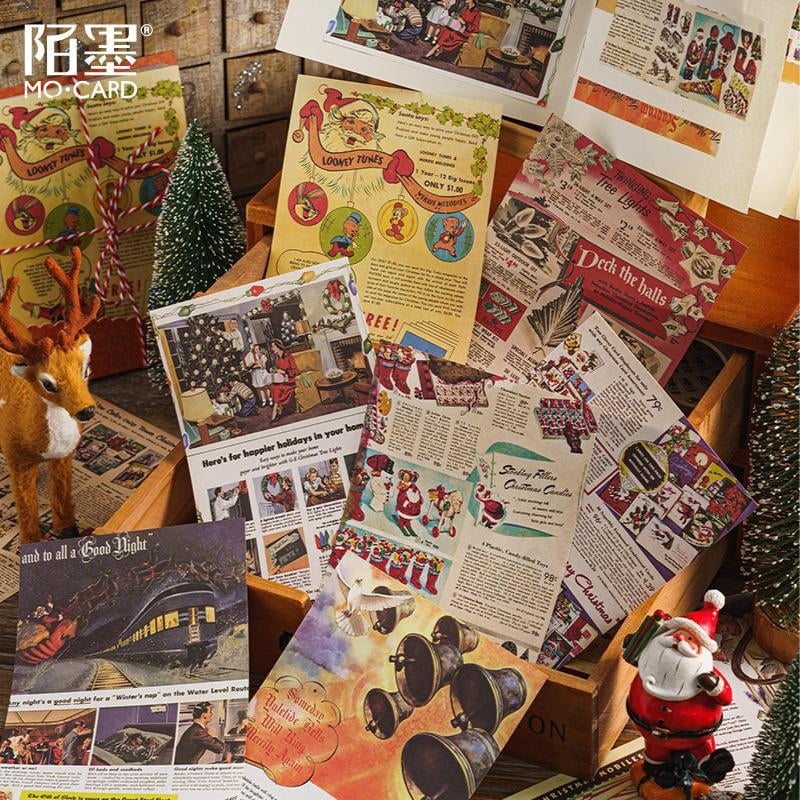 Christmas Memoirs Paper - Vintage Christmas Theme Non-Adhesive Journal Collage Base Paper for Scrapbooking and DIY Decoration
