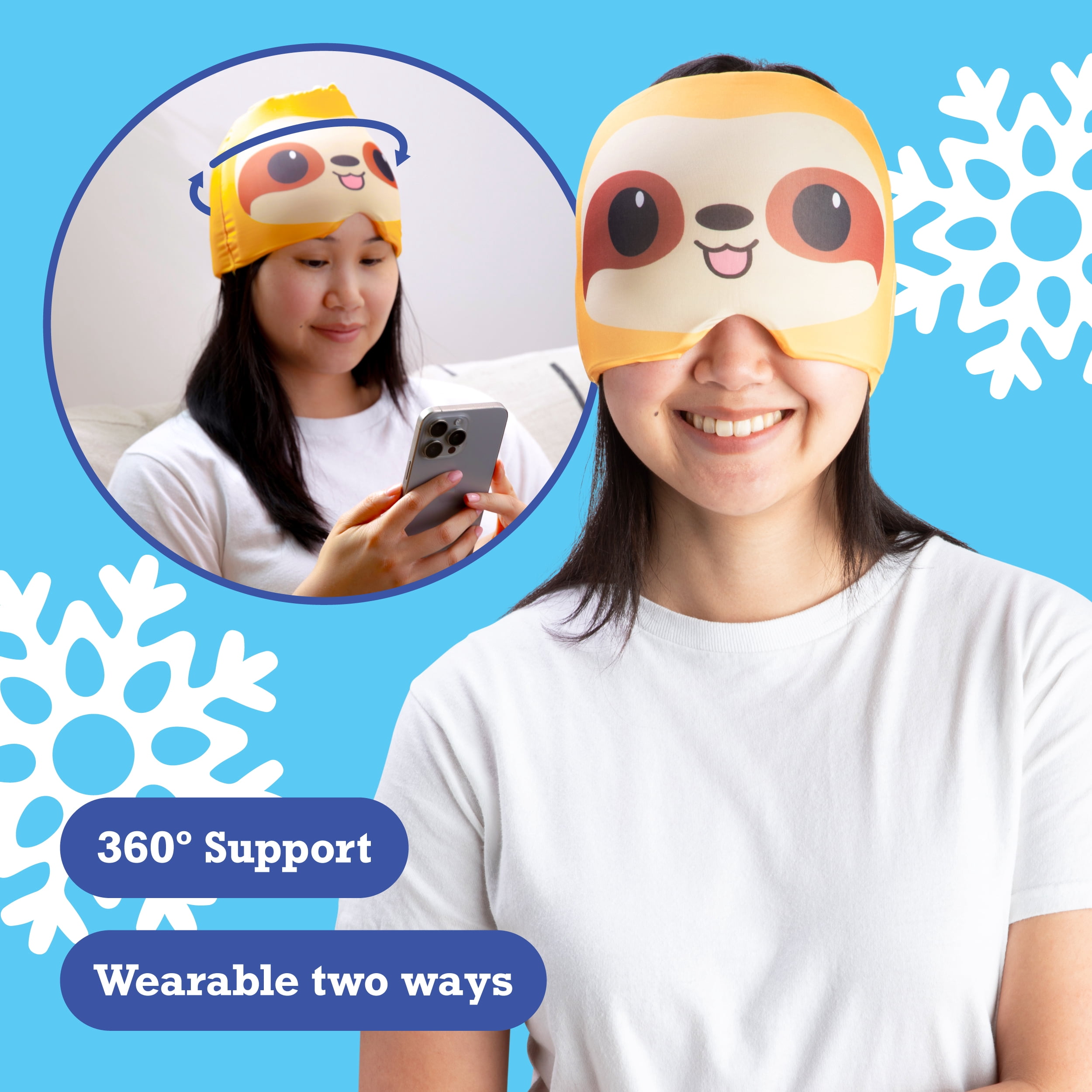Happy Helpers Sloth Headache Cap - Cooling Soothing Relief & Comfort