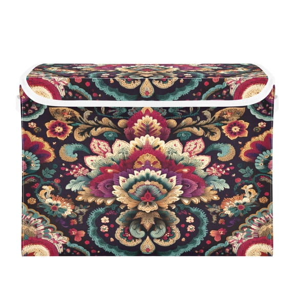 Storage Box With Lid 16.5x12.6x11.8In Foldable Stacked Household Storage Box Seamless Colored Pattern
