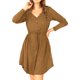 thumbnail image 3 of Txlixc Vestido casual de primavera para mujeres, botón de cuello V de color sólido Txlixc moda, 3 of 6