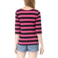 thumbnail image 3 of Disfraz de Día de San Patricio para mujer Mangas en el codo Top Cuello redondo Camiseta ajustada Camiseta estampada informal Negro fucsia L, 3 of 6