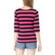 thumbnail image 3 of Camiseta básica de ajuste slim con cuello redondo y mangas de codo para mujeres INSPIRE CHIC, estampada, 3XL, fucsia y negra, 3 of 8